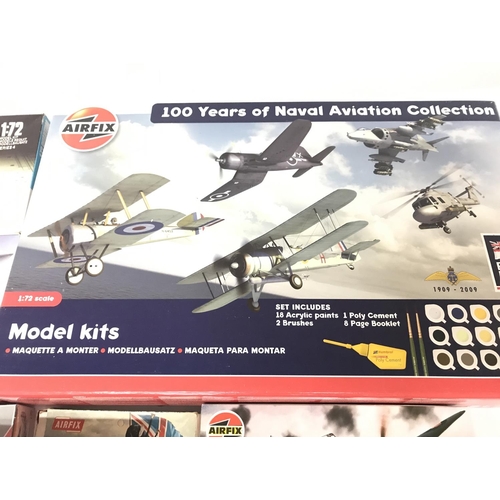 84 - A Box Containing Airfix. Matchbox Model Kits. all Un Built.