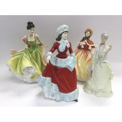 1013 - Three Royal Doulton figures of ladies and one Royal Worcester (4). Shipping category D.