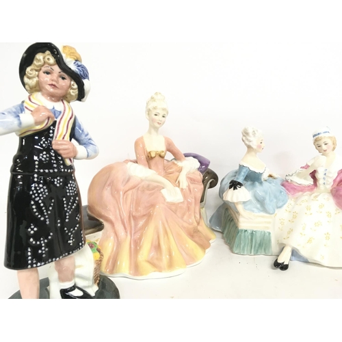 1022 - A collection of Royal Doulton figures including The Gaffer, The Young Master, Pearly Girl, Reverie, ... 