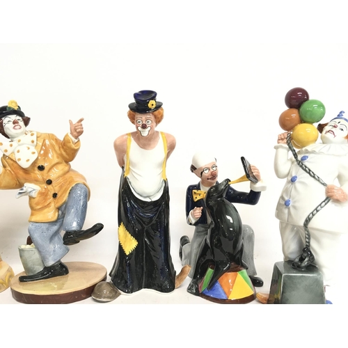 1026 - A collection of Royal Doulton Clown porcelain figurines including Tumbling HN 3283, Slapdash HN2277 ... 