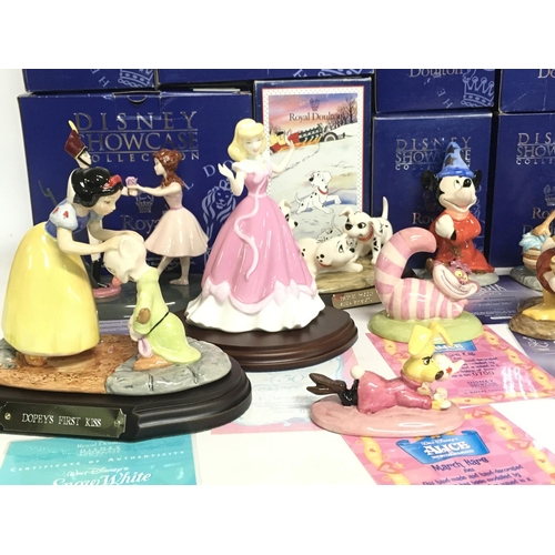 1039 - A collection of boxed Royal Doulton Disney Showcase collection figures with COAS including Alice In ... 