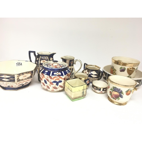 1054 - A collection of Royal crown Derby style ceramics and smal, jardinieres