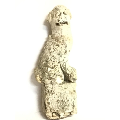 1110 - An antique carved stone Chinese temple dog of Fo statue, approximately 30cm tall. postage category D