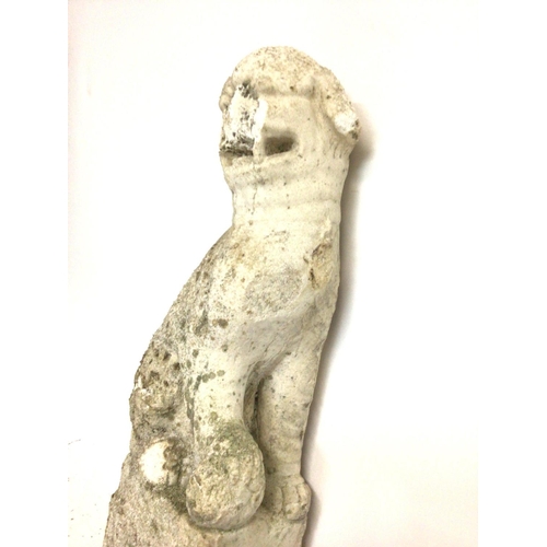 1110 - An antique carved stone Chinese temple dog of Fo statue, approximately 30cm tall. postage category D