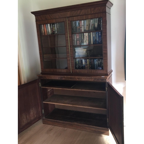 1282 - An Early 19th Century Mahogany William VI bookcase the top with horizontal glazing bars above cupboa... 