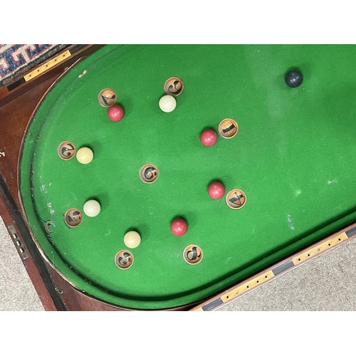 1356 - Table top Bagatelle table billiards game with balls and cue. Postage category D