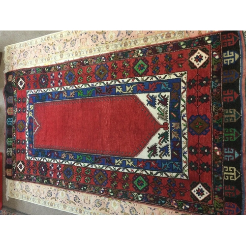 1412 - A part silk Persian design rug, approx 200cm x 150cm and a Turkish hand knotted rug 217cm x 107cm (2... 