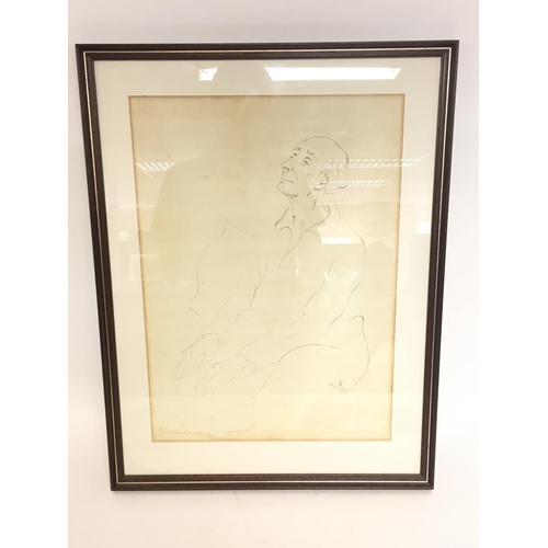 1509 - Framed French pencil sketch K Grez- Sur- Loing, Northern France 1932. Frame size 46x60cm. Postage ca... 