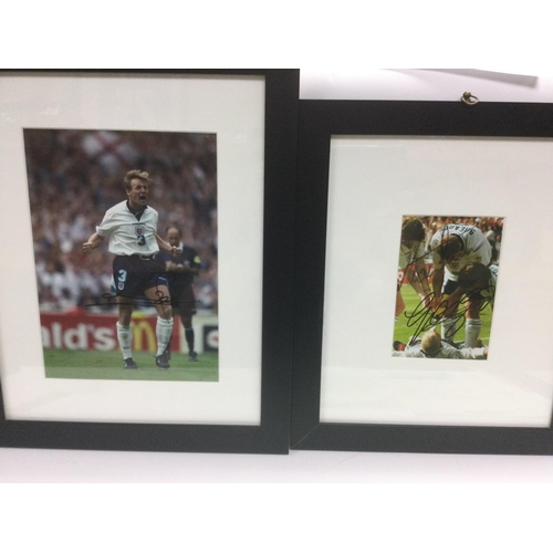 1523 - Two framed and signed prints of England footballers from Euro 96 comprising Paul Gascoigne, Stuart P... 