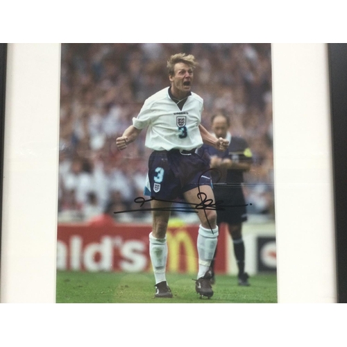 1523 - Two framed and signed prints of England footballers from Euro 96 comprising Paul Gascoigne, Stuart P... 