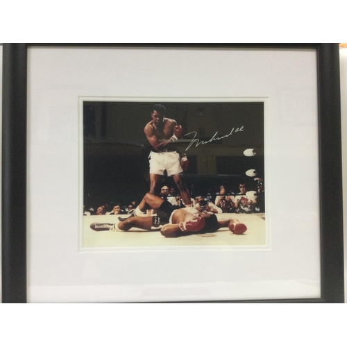 1524 - A framed and signed Muhammed Ali print with COA, approx 45cm x 40cm. Shipping category D.