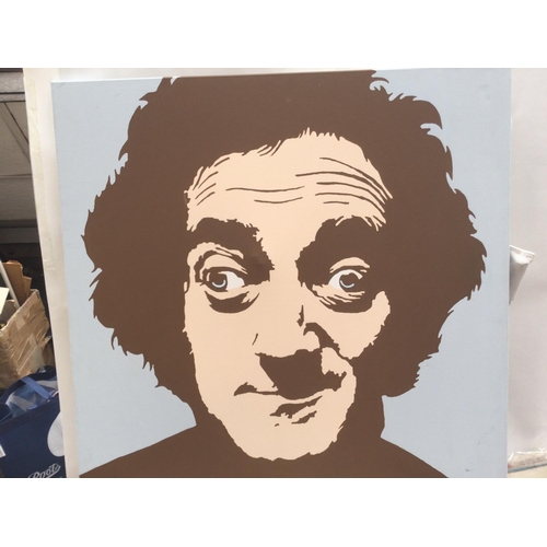 1526 - A large Ray Sutton signed canvas print of Marty Feldman, approx 100cm x 100cm. NO RESERVE