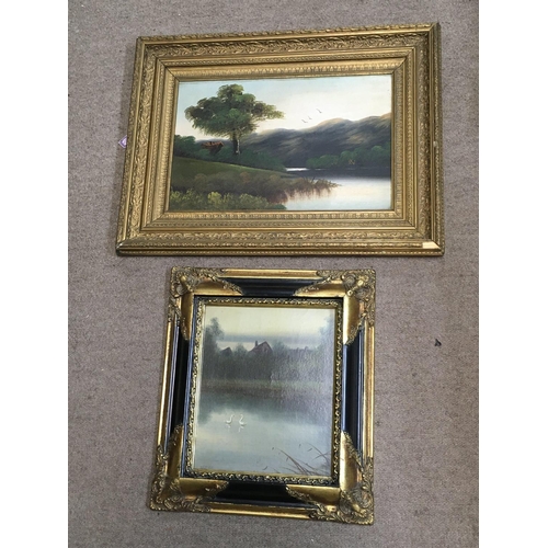 1542 - A collection of late 19th century oil paintings with depictions of rural scenes . Postage category D