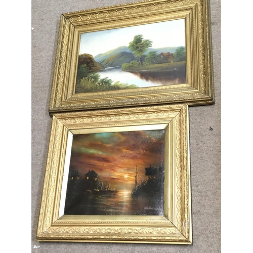 1542 - A collection of late 19th century oil paintings with depictions of rural scenes . Postage category D