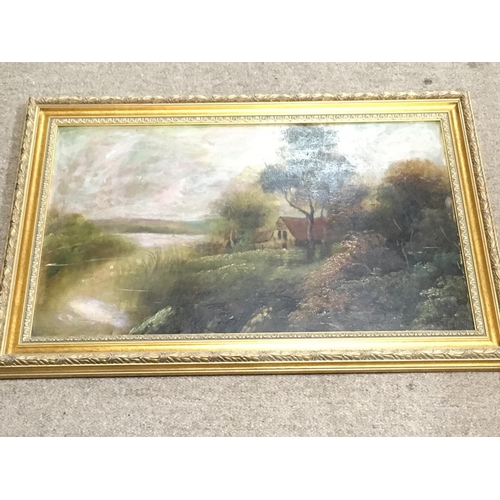 1542 - A collection of late 19th century oil paintings with depictions of rural scenes . Postage category D