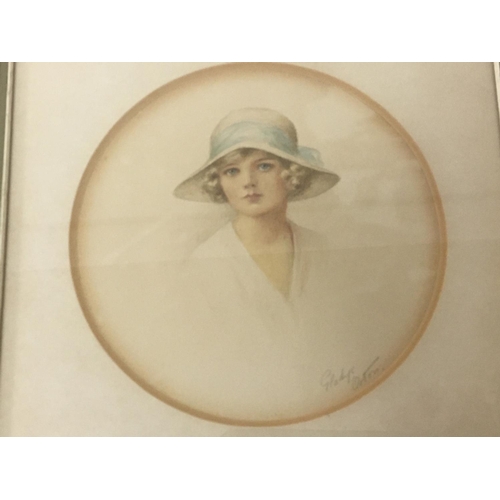 1545 - Two framed circa 1920 watercolour portraits of young girls signed in pencil G Orton. 22x27cm