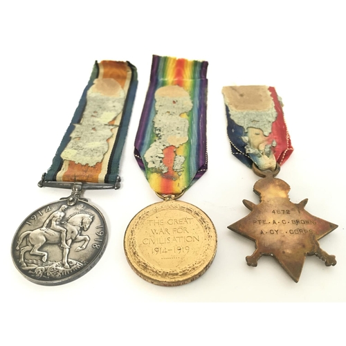 1653 - A group of three First World War medals including the 1914-15 star & Victory Medals. Presented to a ... 