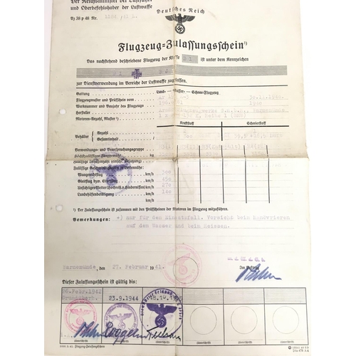 1656 - A rare German Second World War Luftwaffe document for an AR 196A-3. Postage category B