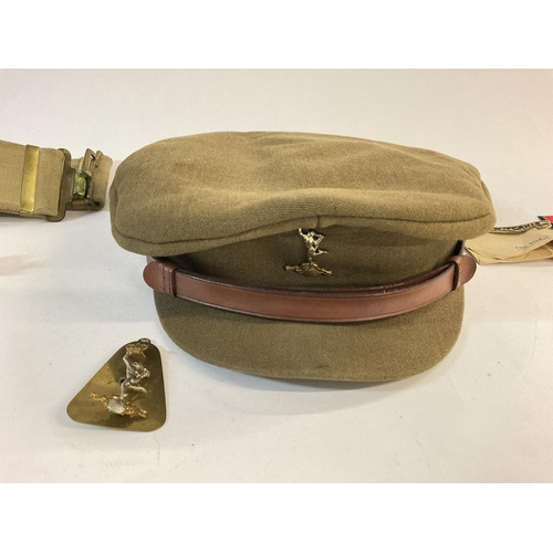 1692 - Second World War royal west Kent hats with belts and cloth badges. Also cigarette case and various p... 