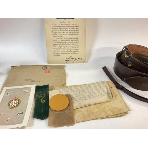 1692 - Second World War royal west Kent hats with belts and cloth badges. Also cigarette case and various p... 