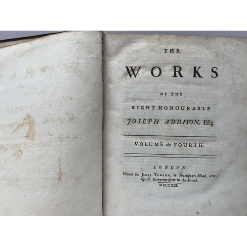 1753 - The Works of the Late Right Honourable Joseph Addison in Four Volumes. 1769. (D)