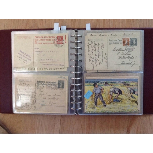 1757 - A red boxed album of Swiss Postal Stationery covers and cards, about 120. Early (Victorian era) to m... 