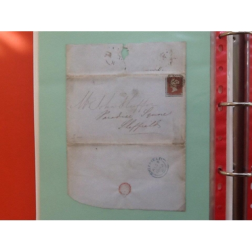 1761 - 2 red albums. One with about 70 Pre-stamp Entires (inc 1d post) and 1d red covers (the latter includ... 