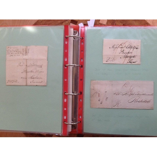 1761 - 2 red albums. One with about 70 Pre-stamp Entires (inc 1d post) and 1d red covers (the latter includ... 