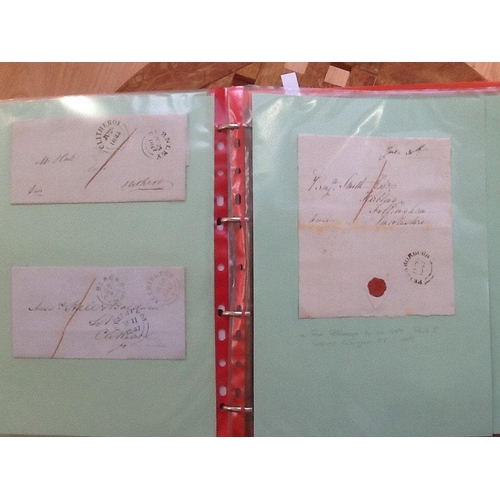 1761 - 2 red albums. One with about 70 Pre-stamp Entires (inc 1d post) and 1d red covers (the latter includ... 