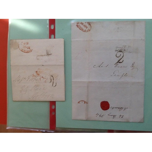 1761 - 2 red albums. One with about 70 Pre-stamp Entires (inc 1d post) and 1d red covers (the latter includ... 