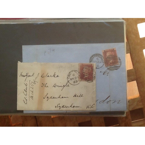 1766 - Shoe Box. Includes a small album of QV 1d red covers (mixed condition about 40). Additionally about ... 