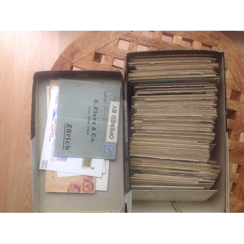 1785 - Shoe Box of GB postcards and covers mostly collected for postmark or destination interest QV to GV1(... 