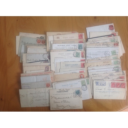 1785 - Shoe Box of GB postcards and covers mostly collected for postmark or destination interest QV to GV1(... 