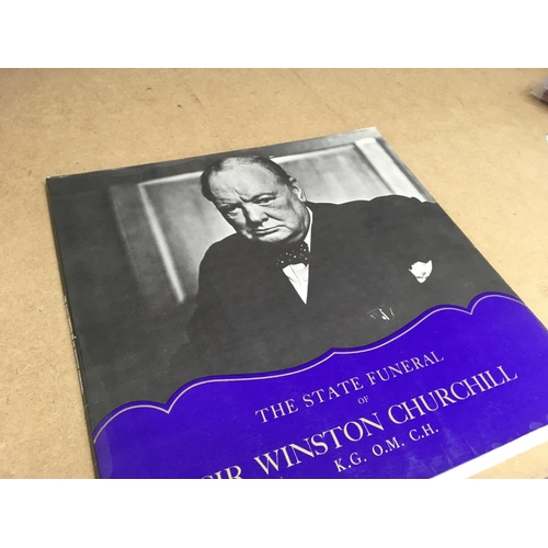 1790 - A collection of Winston Churchill books & The State Funeral Vinyl LP including Sixty Minutes with Ch... 