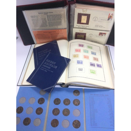 1805 - Four world stamp and first day cover albums and three GB penny albums. Shipping category C.