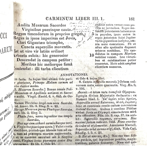 1814 - A copy in Latin of Quirtii Horatii Flacci opera, 1823, presented by Charles Dickens to His Latin Tut... 