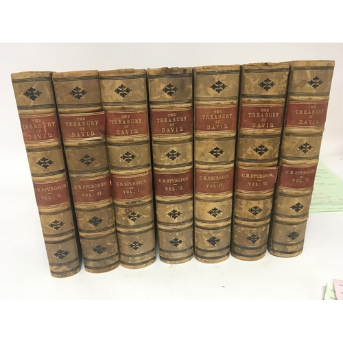 1834 - A set of leather bound books The Treasury of David by CH Spurgeon.