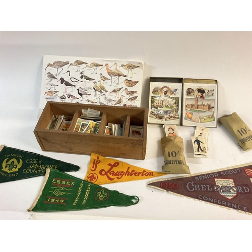 1892 - A collection of cigarette cards an vintage scout flags. Postage B