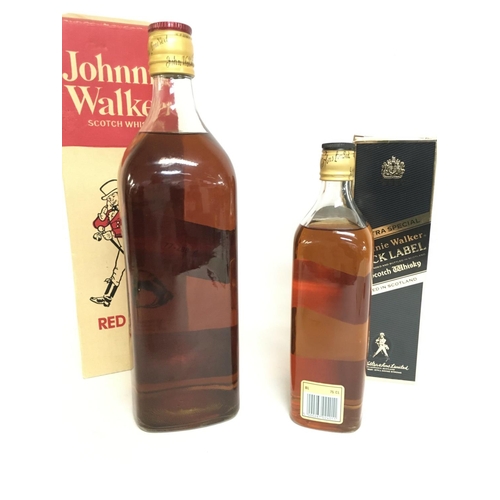 1952 - Boxed Johnnie Walker Red (4 pints) & Black Label Old Scotch Whisky. Postage category D