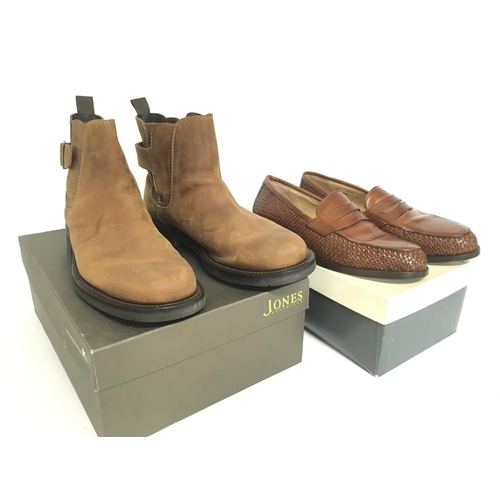 1965 - A pair of Jones Shooter 115 boots & a pair of Amanso brown shoes. Both size 8