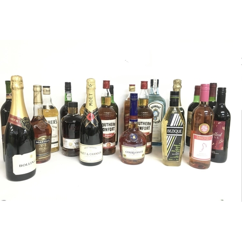 1971 - A collection of wines and spirits including Bombay Sapphire, Southern Comfort, Teachers Highland Cre... 