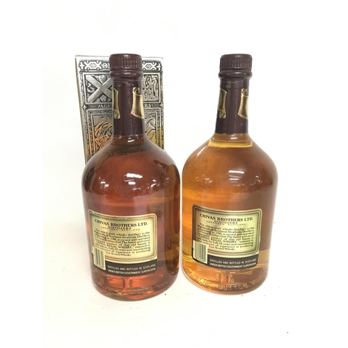 1985 - A pair of Chivas Regal aged 12 years blended scotch whisky bottles, one boxed.