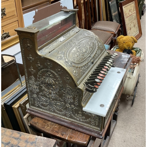 1991 - A 20th century American heavy brass National Cash Register. 43 x 40 x 43cm