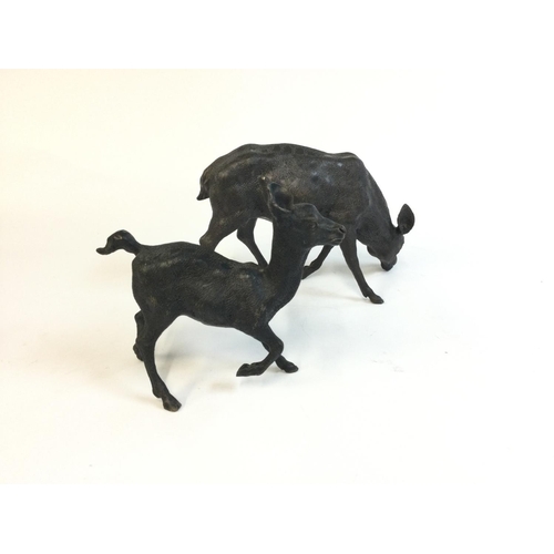 1995 - 2 Twentieth century Bronze Deer.