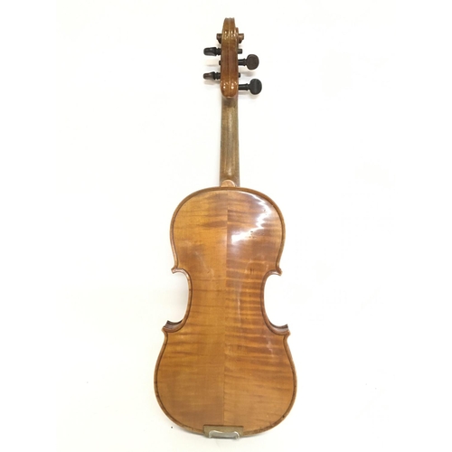 2032 - 3/4 size violin (55cm long) cased. No makers label. Postage cat C