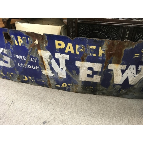 2066 - A large Lloyds News Enamle sign. Approximately 96 inches wide and 18 inches high. NO RESERVE