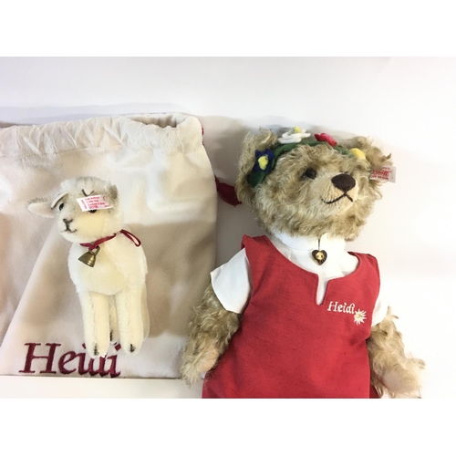 2108 - Limited edition Steiff Heidi bear with baby goat. With page and paperwork. Postage B