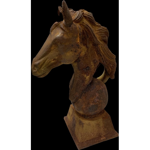 2138 - 2 Cast Iron Horse busts. 45cm