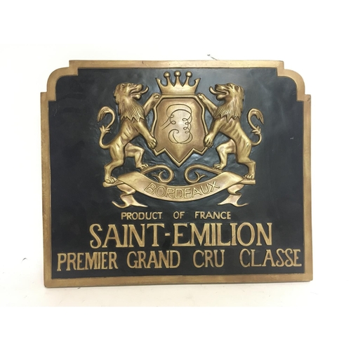 627 - A Bordeaux Plaque, Product Of France Saint- Emilio Premier Grand Cru Classe. Dimensions 48x40cm Post... 