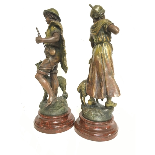 641 - A pair of French F.Moreau spelter figures , approximately 50cm tall. Postage category C